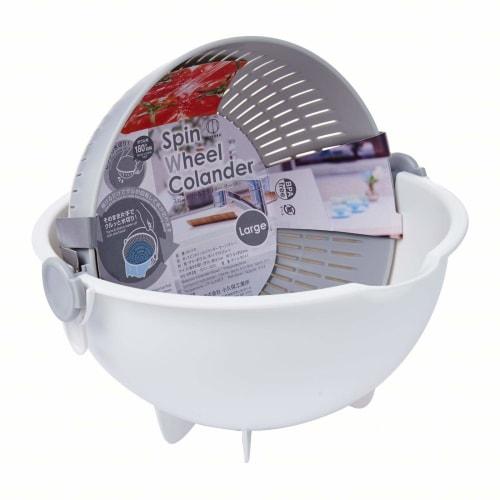 Kokubo Industries Co., Ltd. KK-310 Large Spin Wheel Colander, Gray, Approx. 257 x 255 x 138 mm