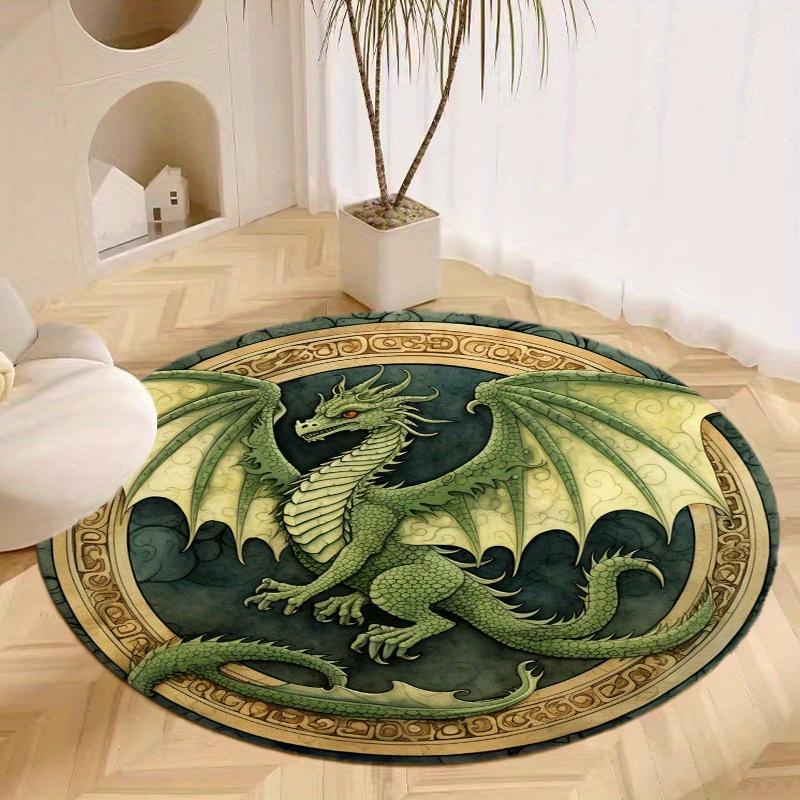 S Moon Dragon Round Rug Nonslip Area Rug Office Chair Mat Carpet For Living Room Bedroom Home Decor