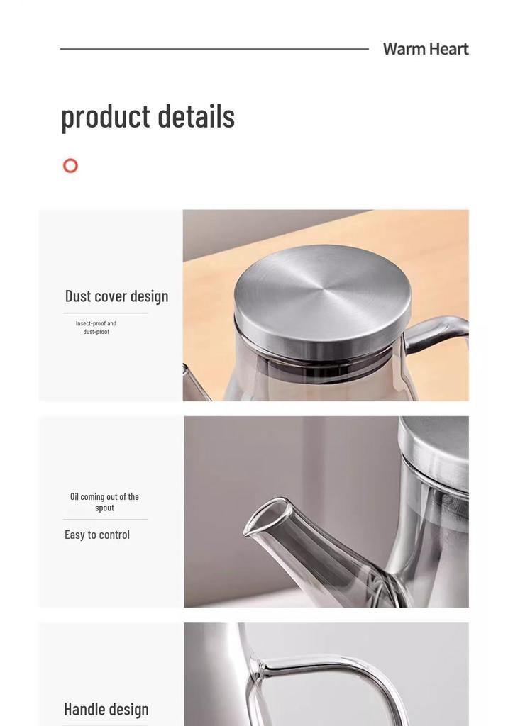 Glass Oil Dispenser: Leak-Proof, Precise Measurement for Cooking Oils, Soy Sauce, or Vinegar. Perfect for Your Kitchen.