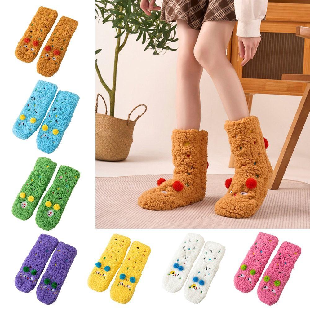 

Thickened Socks Embroidered Sleep Socks Cute Stockings Female синій