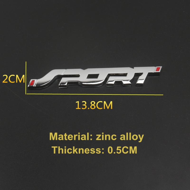 Adesivo per accessori auto, stile metallo 3D cromato nero, auto, bagagliaio, corsa, sport, parola, lettera, logo, emblema, distintivo, decalcomania, adesivo
