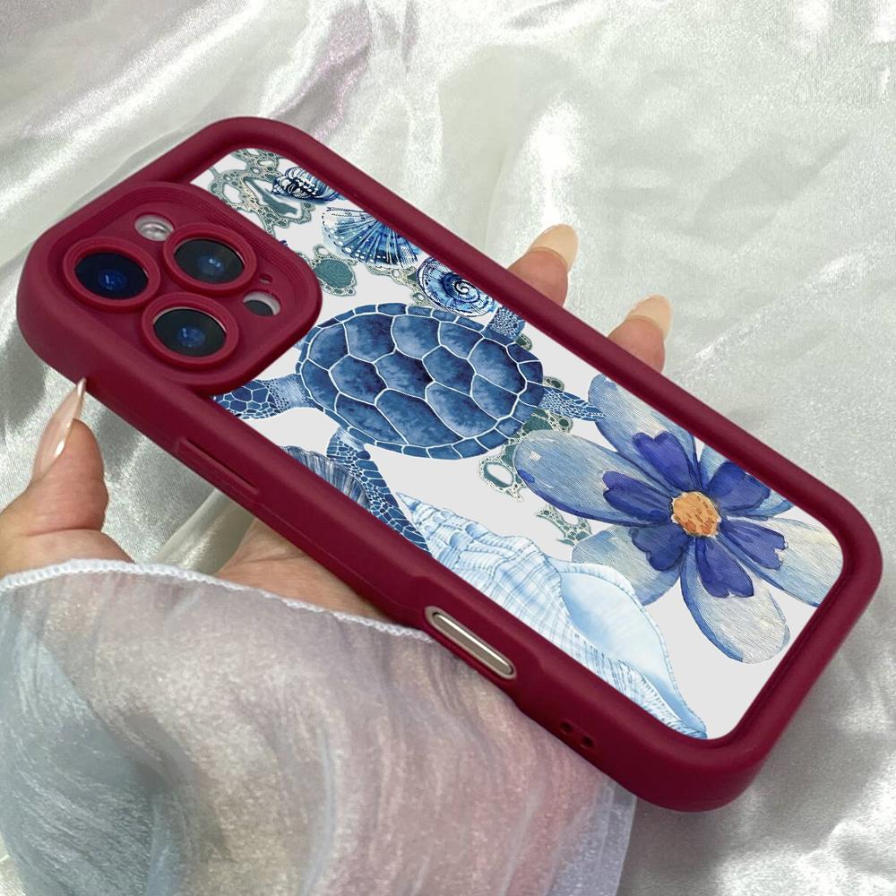 JT100 Blue Starfish Turtle for iPhone 17 16 15 14 Pro Max Samsung S26 S25 S24 Ultra A17 A16 A07 A56 A06 Xiaomi 15T Redmi 14C 15c Note 14 Soft TPU Case