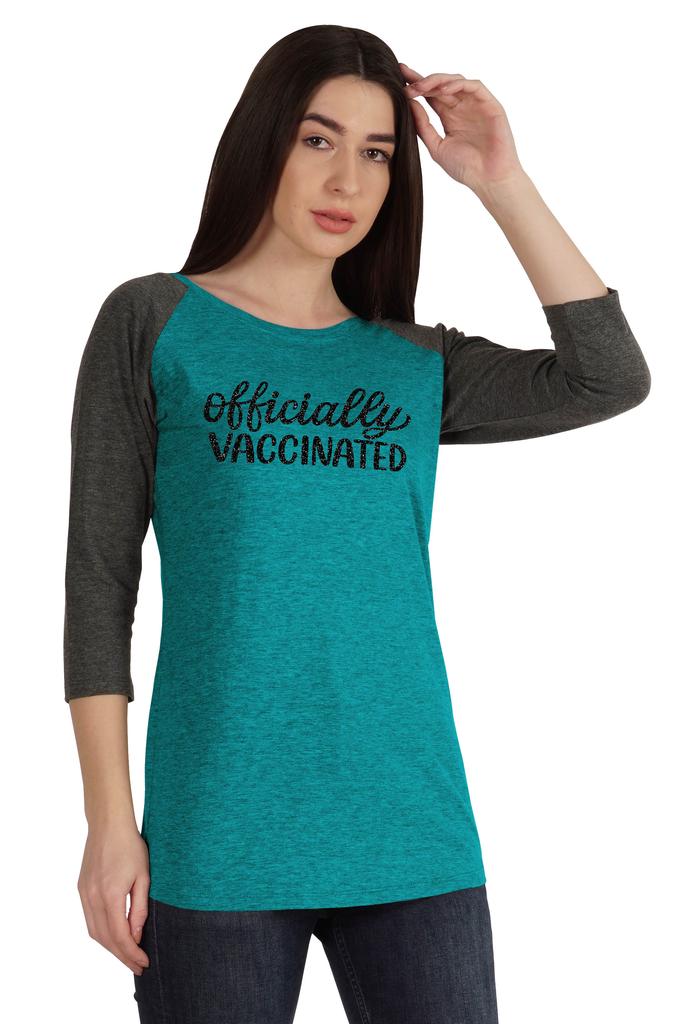 Inkmeso Officially Vaccinated Womens Funny Pro-Vaccine Tee Graphic T-shirt