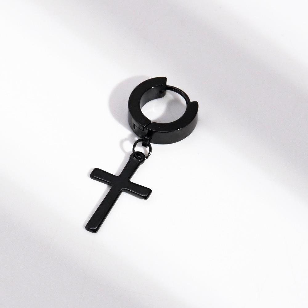 Korean Punk Stainless Steel Cross Ear Cuff: Unisex No-Piercing Hip Hop Style Earrings
