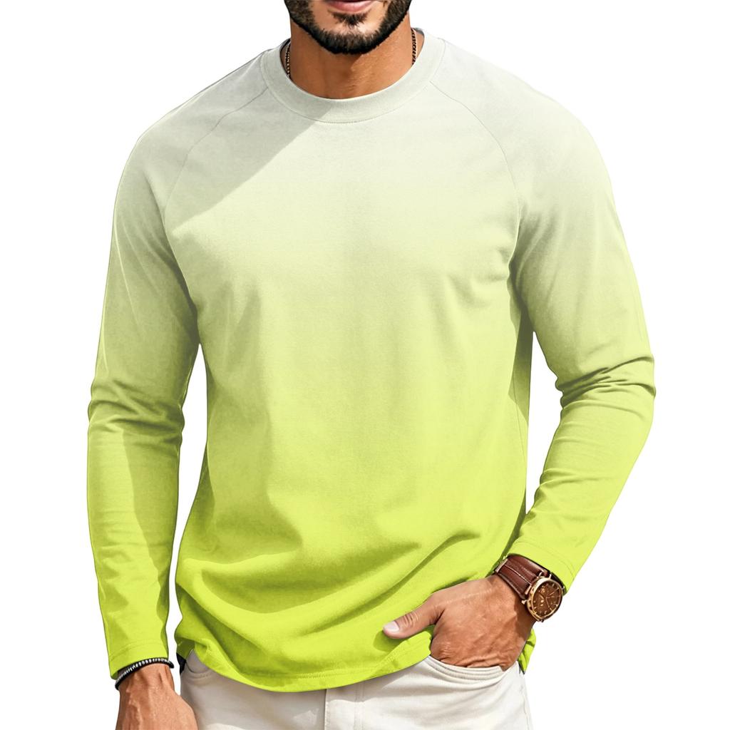 Men's Long Sleeve Raglan T-Shirt with Gradient Design for Casual Everyday Wear