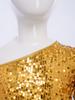 Girls Jazz Dance One Shoulder Long Sleeve Sequins Top Performance Competition Costume