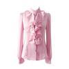 Blouse Shirt Women Fashion Blouses Pink Casual Shirts Elegant Ruffled Collar White Office Female Clothing Spring Topsjavascript: Void(0)