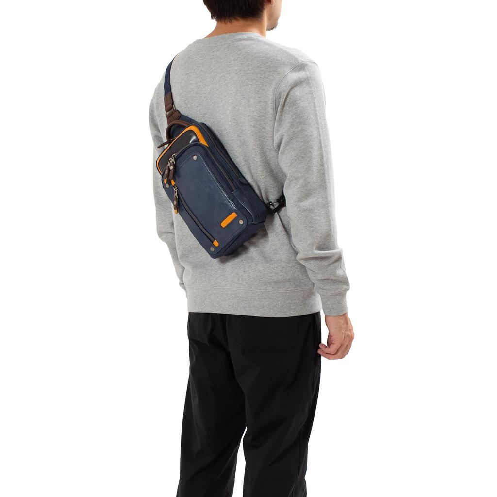 Body One Shrink Synthetic Leather [Mustache] Bag, Shoulder, Men's JEX-4330 (Navy)