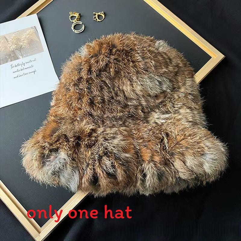 Cartoon Style Wool Beanie With Plush Fur Material And Adjustable Fit For Casual Wear