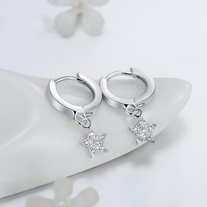 Modian Luxury 925 Sterling Silver Hearts Stars & Moon Dangle Earrings Fashion Silver Jewerly For Women Wedding Earring Gift