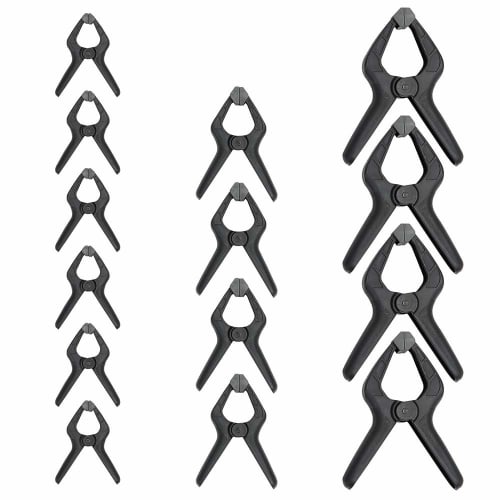 

Basic Nylon Spring Clamp Set (14 pieces): 6 x 9cm, 4 x 11cm, 4 x 17cm, Black/Gray