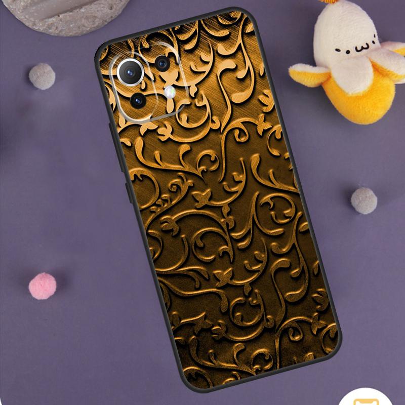 

Золотой чехол с цветочным узором для Xiaomi 15T Pro 13T 14T 14 15 Ultra 17 Pro Max POCO F8 Pro F5 F6 F7 X5 X6 X7 POCO X7 Pro