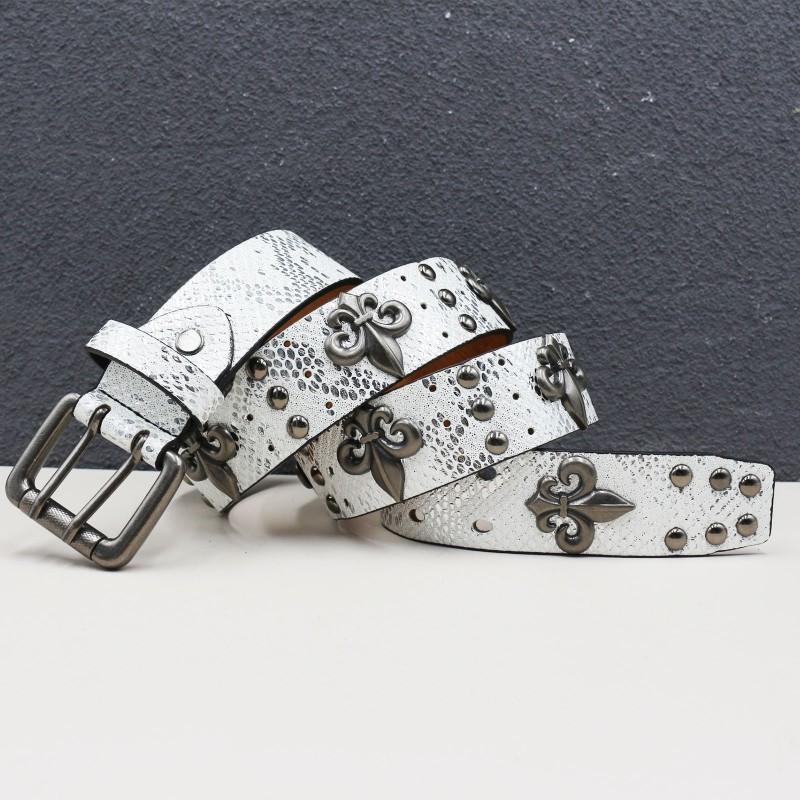 Punk Belt Men Women Rivet Decor PU Leather Waistband Casual Versatile
