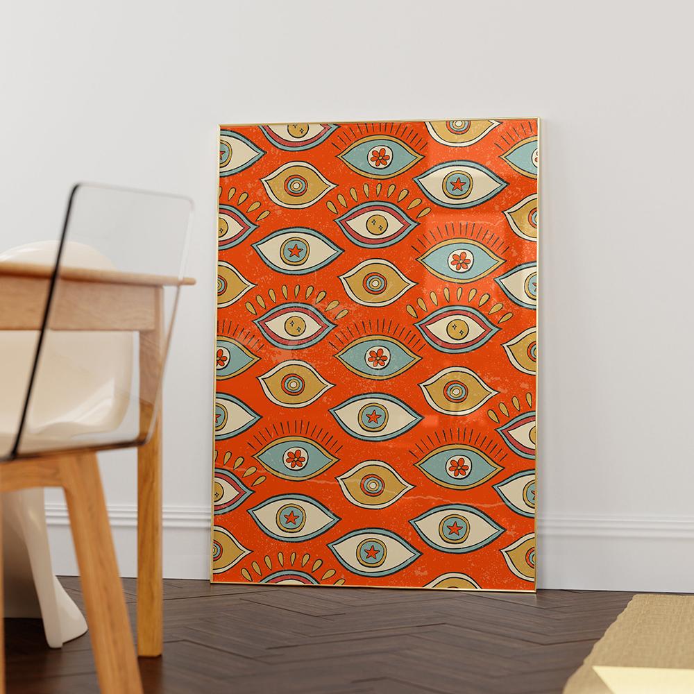 70s Flower Psychedelische Disco Art Poster Fashion Vintage Orange Butterfly Colorful Canvas Painting Room Home Decor No Frame