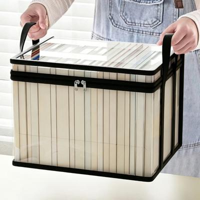 Cutie de depozitare haine, Cutii de depozitare durabile din PVC transparent, cu mânere ranforsate, Design cu fermoar dublu, Capacitate mare, Saci organizatori rezistenți la umiditate