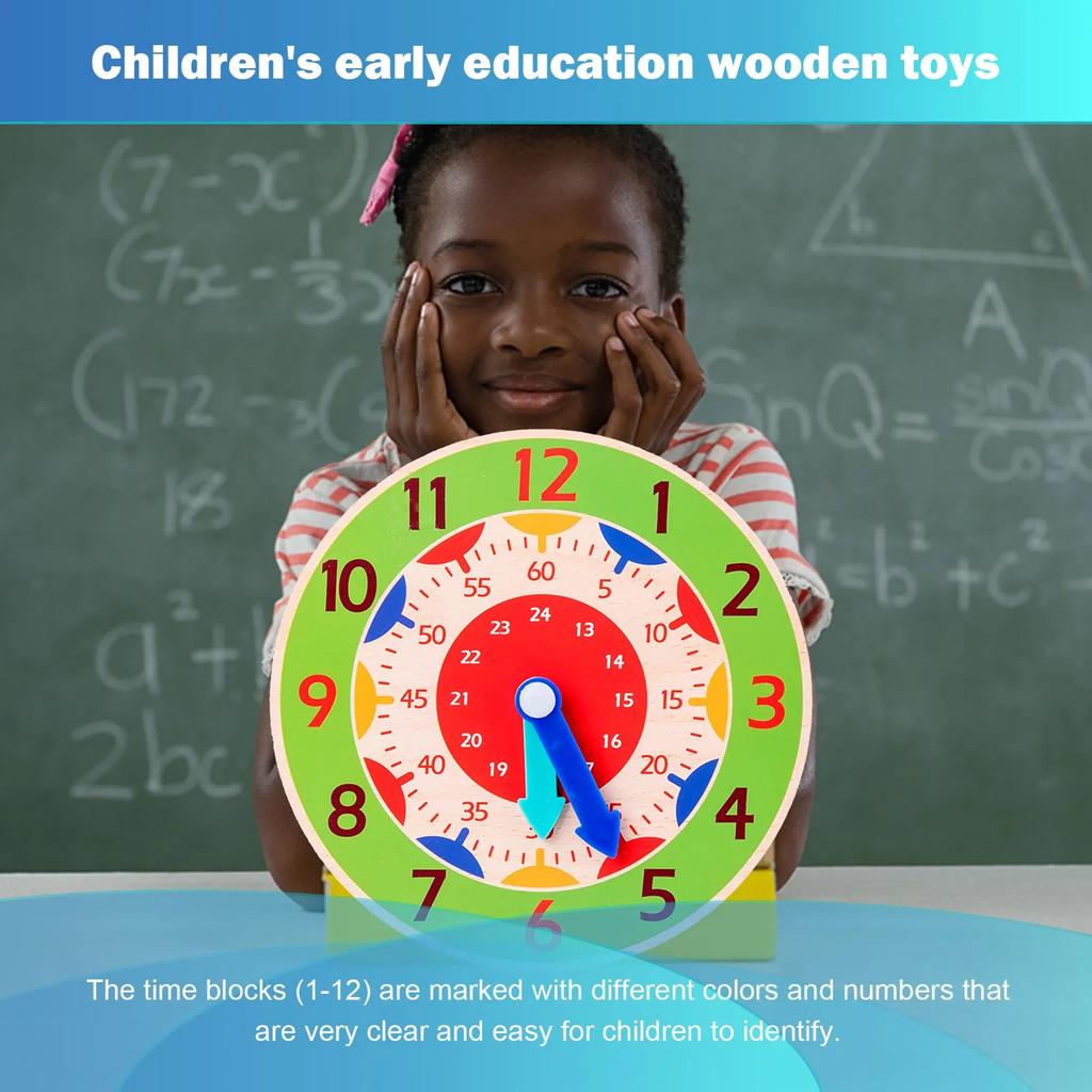 Children Montessori Clock Educational Toys Hour Minute Second Cognition Colorful Clocks Jigsaw Toy Kids Early Preschool Teaching