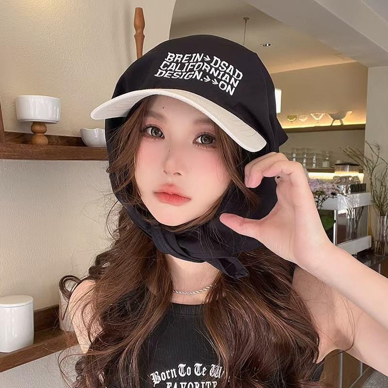 Chic Color-Block Sun Hat with Embroidered Lettering - Adjustable Breathable Polyester Cap for Women and Men Perfect for All Seasons Thanksgiving
