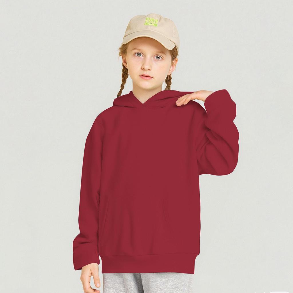 Kids Hooded Pullover Sweatshirt - Color Loose Fit Casual Top for Boys and Girls