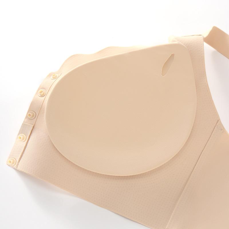 Breathable Front Buckle Seamless Underwear Thin Style Large Chest Small Plus Size Middle-aged and Elderly Women Comfortable No Ring Bra