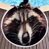 Wild Animal Raccoon Round Beach Towel Soft Microfiber Beach Blanket Sand Free Quick Dry Circle Bath Towel Absorbent Yoga Mat