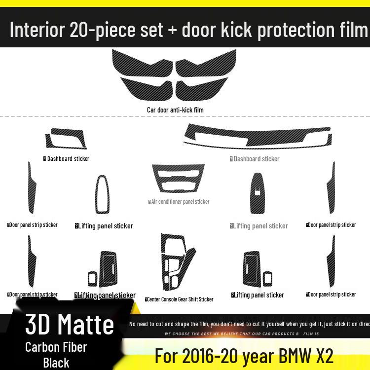 BMW X1/X2 Carbon Fiber Interior Anti-Kick Sticker (2016-2020) - Transparent TPU Console Protector