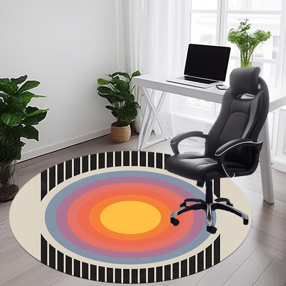 1pc Sunburst Gradient Office Round Area Rug, Indoor Mat Suitable For Office, Under Office Chairs Bedroom Living Room Home Decor, Room Deco