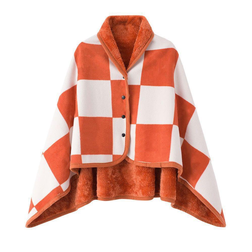 Keep Warm Wearable Shawl Blanket Winter Thick Plaid Blanket  for Women and Office Use