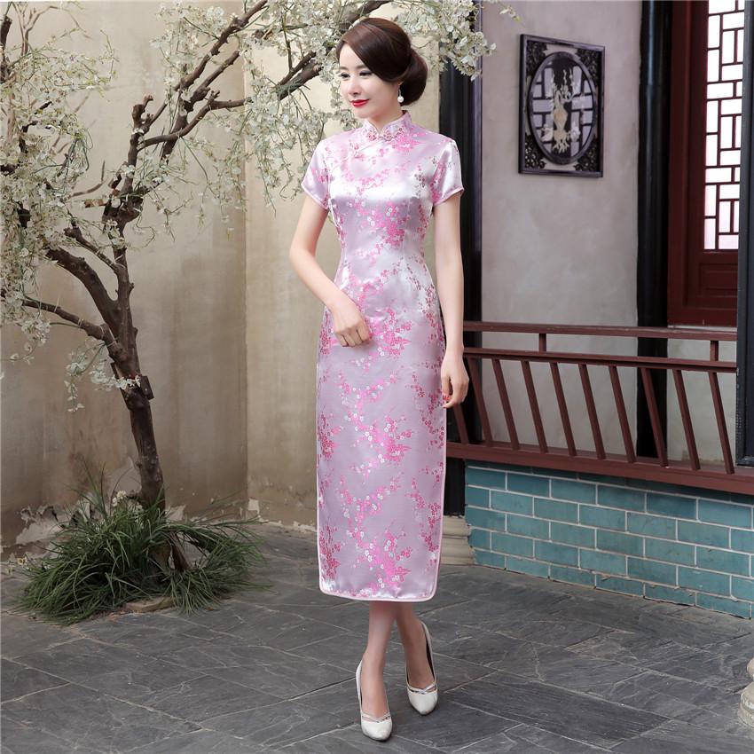 Large Size Vintage Cheongsam Chinese Style Long Dress Traditional Mandarin Collar Dresses Sexy Slim Split Qipao