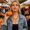 Dark Aesthetic Pendant Earrings Halloween Skull Jewelry Set for Women, Tassel Necklace & Dangle Earrings, Punk Gothic Accessories Costume Party Alloy