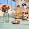 6PCS Round Insulated Cup Pad 2 in 1 Party Cup Mat Set Wood Coaster with Bottle Opener  Dining Table