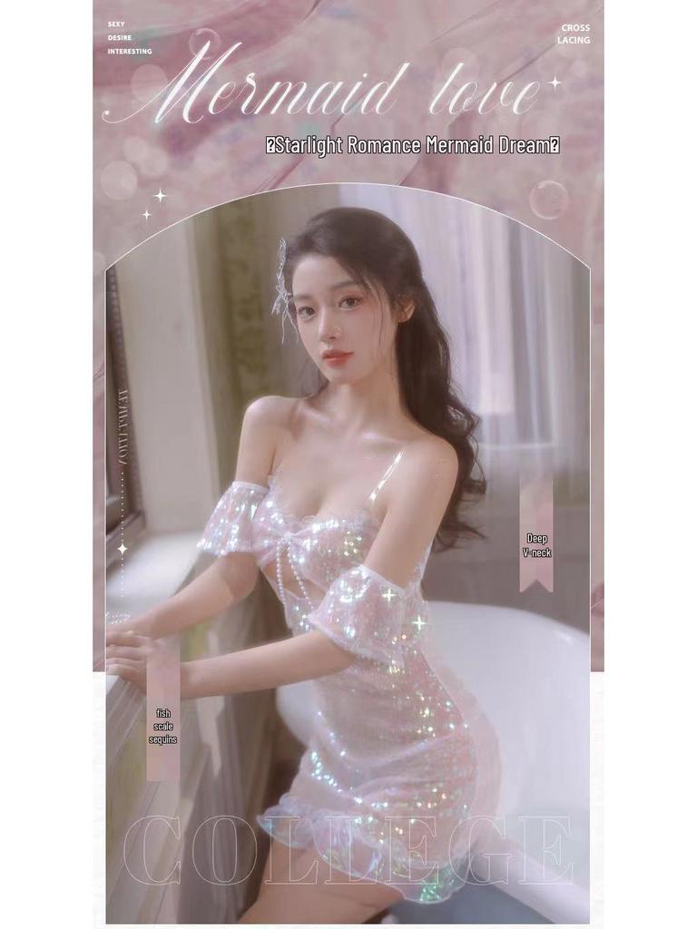 Mermaid Fairy Sweet Lingerie Dress: Bust-Enhancing Sleepwear for Women