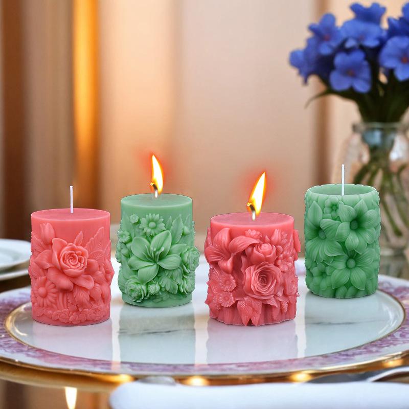 Lily Flower Relief Candle Silicone Mold DIY Linglan Flower Fragrance Smoked Soybean Wax Mold Gypsum Home Decoration Tool