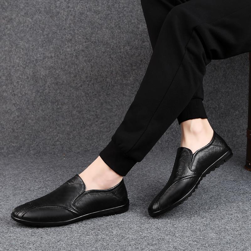 

2021 spring and summer new men s foot cover men s Doudou shoes soft single shoes, cowhide casual large size men s shoes 2025 37 чорний