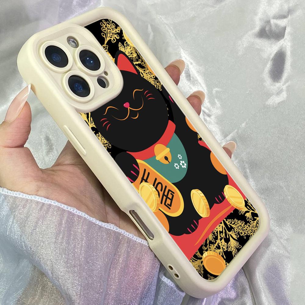 JT332 Manki Neko Lucky Cat for iPhone 17 16 15 14 13 Pro Max Samsung S26 S25 Ultra A17 A16 A07 A56 A15 A14 Xiaomi 15T Redmi 15c Note 14 13 Soft Case