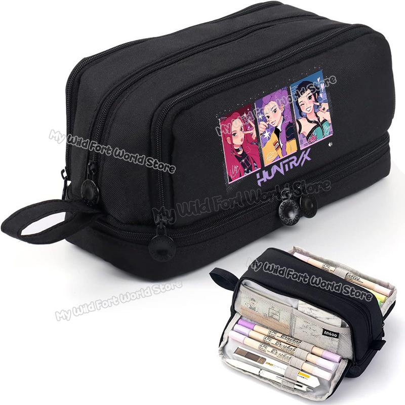High Quality Kpop Demon Hunters High-capacity Pencilcase Rumi Mira Zoey Girl Stationery Pouch Cartoon Student Pencil Bag School Supplies