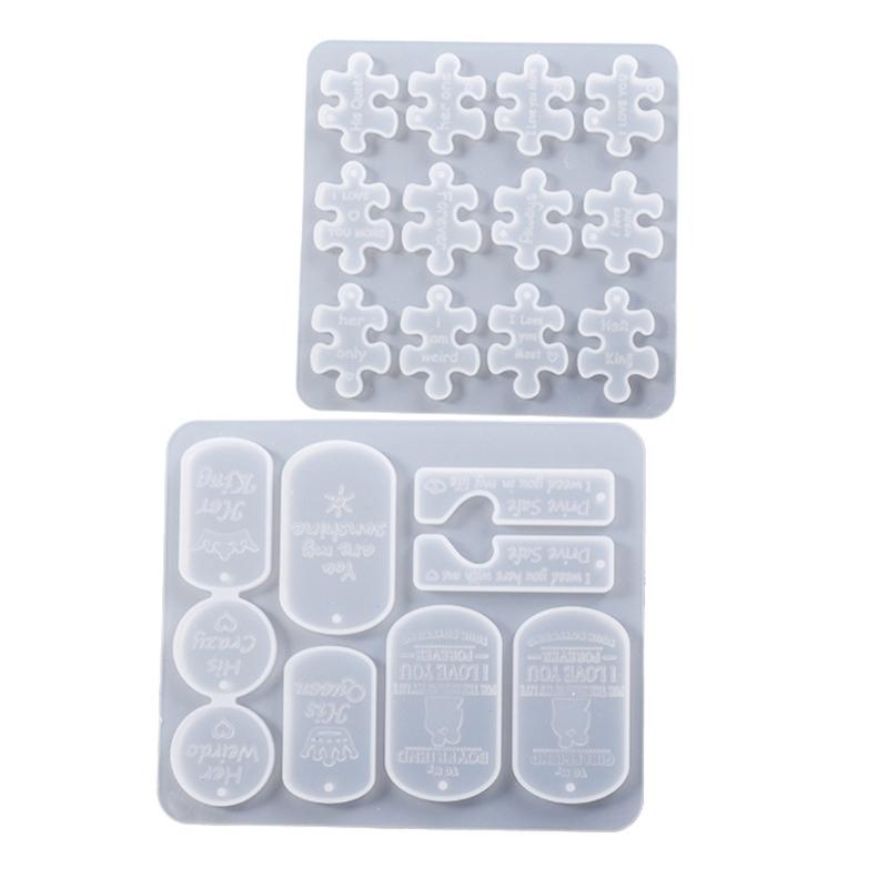 Aromatherapy Tablets Silicone Mold Puzzle Shape Resin Mold Keychain Charm Epoxy Casting Mold Rectangle Tags Molds DIY