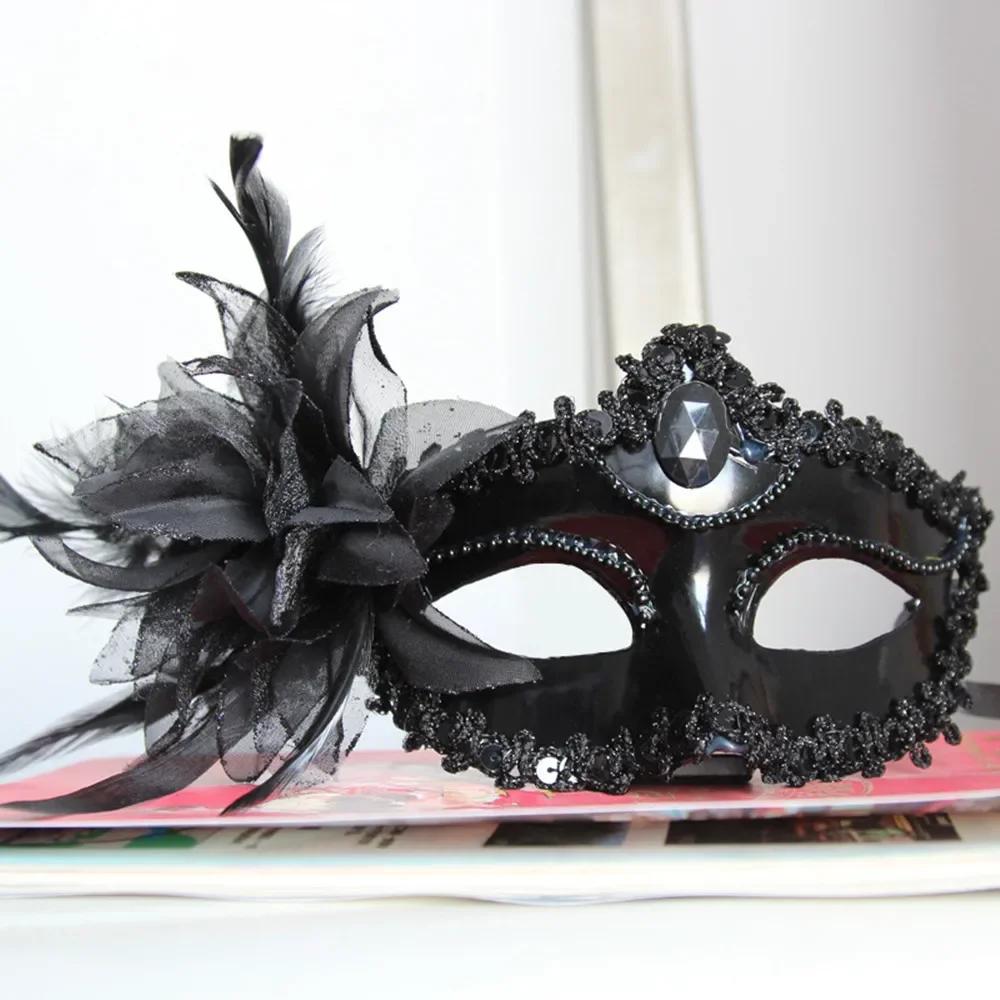 Tanzparty Diamant Venezianische Maske Feder Blume Hochzeit Karneval Leistung Kostüm Sexy Lady Maske Maskerade Weihnachten