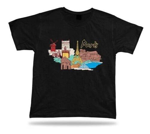 Paris Eiffel Tower Arc De Triompfo Notre-Dame Disneyland Tuileries Garden Tshirt L