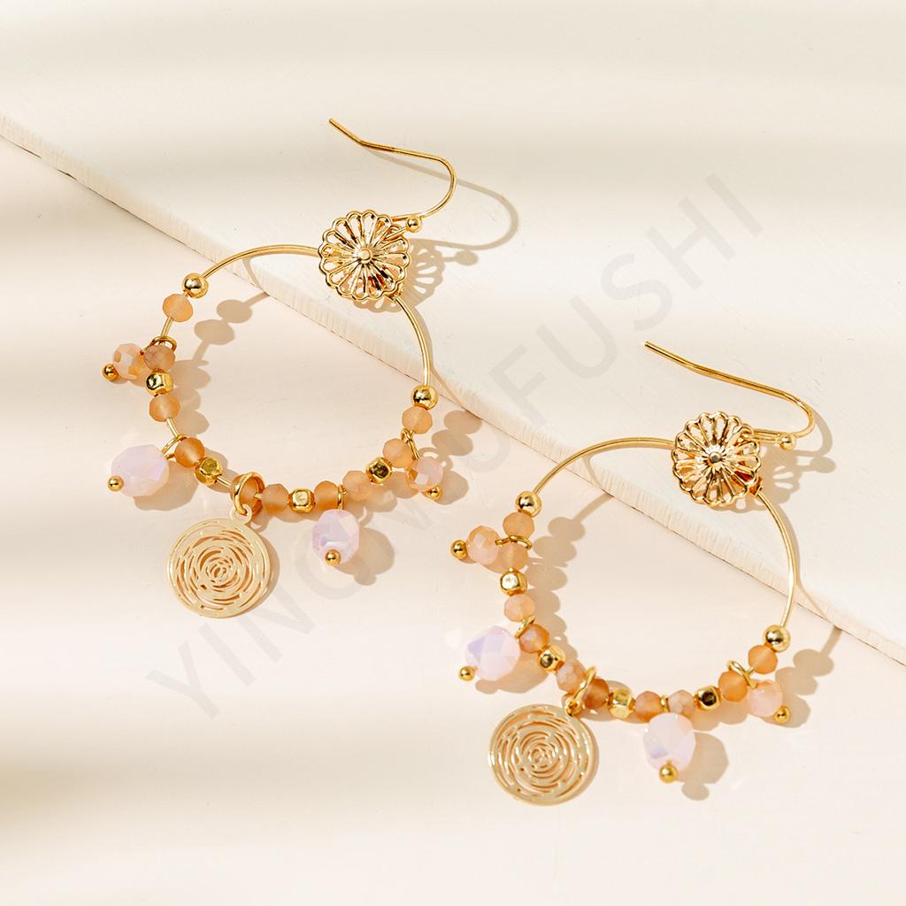 Exotic hollow fringed pendant earrings European and American women's vacation style earrings fashion earrings