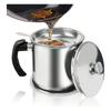 Bacon Grease Container With Strainer,Kitchen Stainless Steel Oil Container Can With Strainer And Anti-Slip Coaster Tray