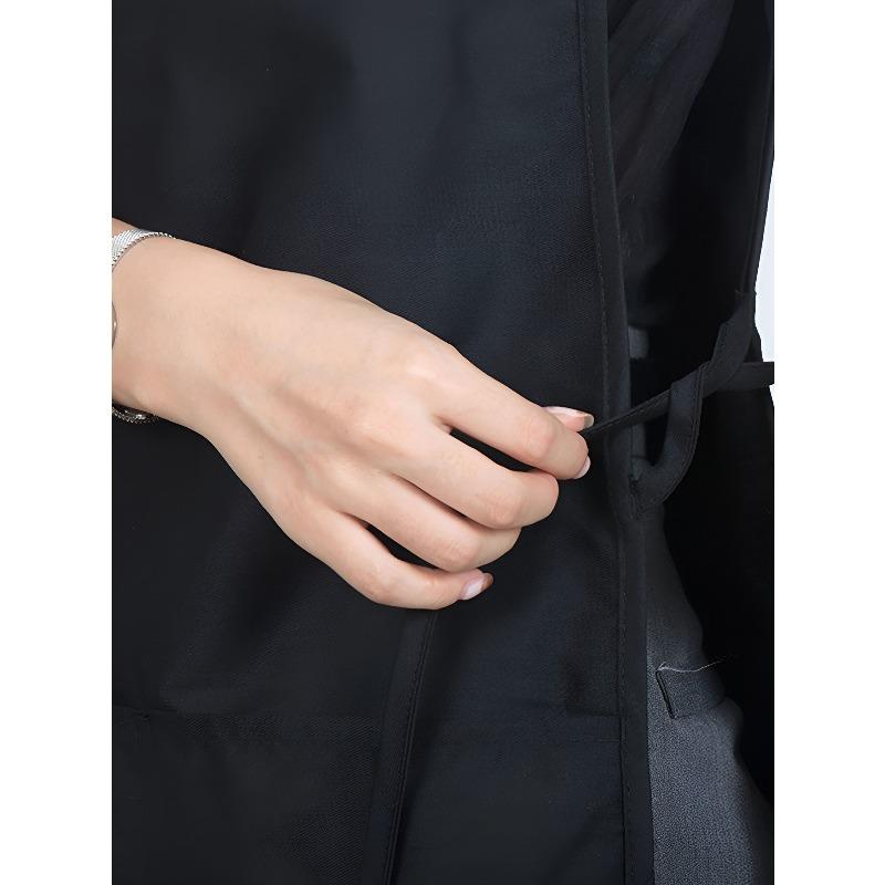 2PCS/SET Unisex Polyester Cross-Back Apron Vest Waterproof Barber Bib with Ties Adjustable Salon Smock for Hairdressers Kitchen