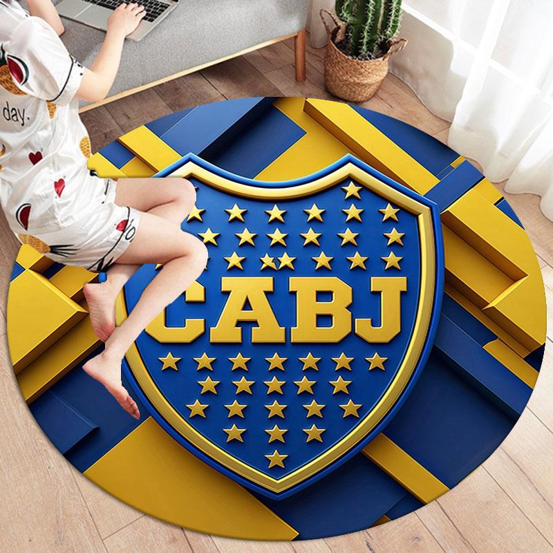 Boca Juniors Round Area Rug,Carpet Rug for Living Room Bedroom Sofa Playroom Decor,Non-slip Floor Mat