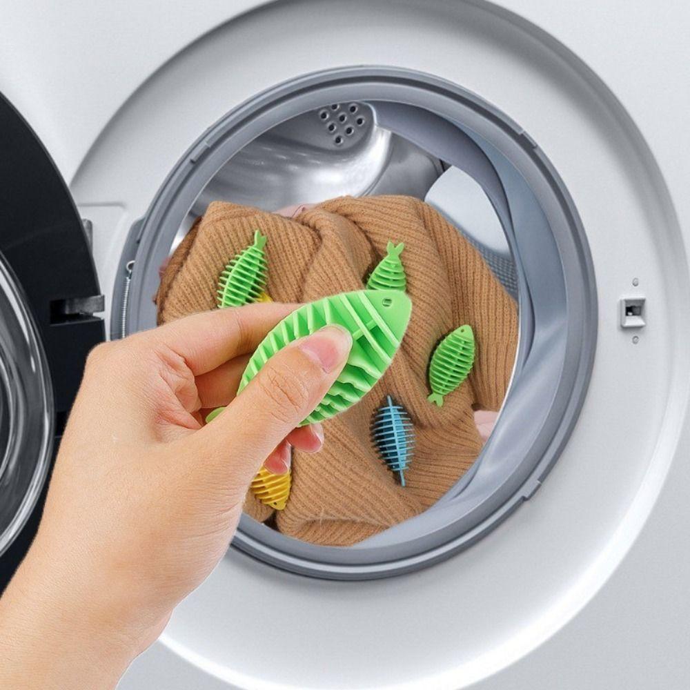 1/5Pcs Fish Shape Laundry Balls Soft Glue Laundry Tablets Durable Softener Ball