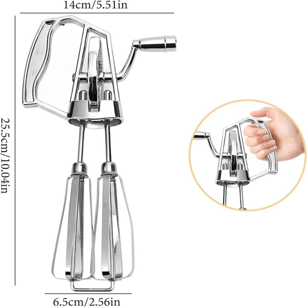 Practical Stainless Steel Hand Crank Eggs Beater with Double Mixing Heads Suitable for Kitchen Cooking and Mixing Use