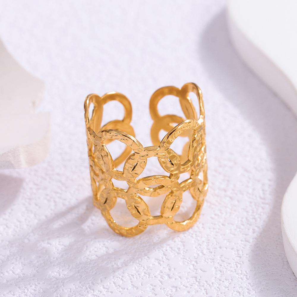 Elegant Titanium Steel Open Ring for Women - Non-Fading, Light Luxury Design