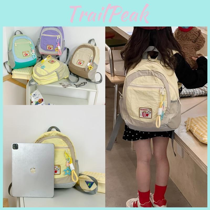 Contrast Childrens Color Backpack With Canvas Material For Daily Style College