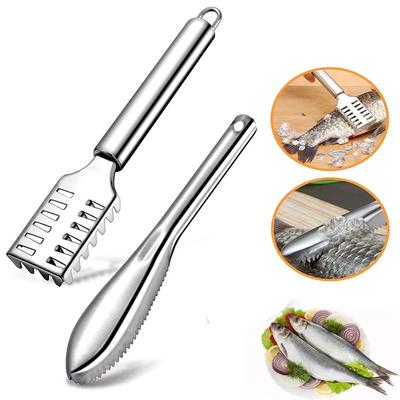 1/2 pièces Écailleur à poisson Écailleur épais pour poisson Grattoirs à peau de poisson Outils pour fruits de mer Nettoyeur avec Dent de scie en acier inoxydable
