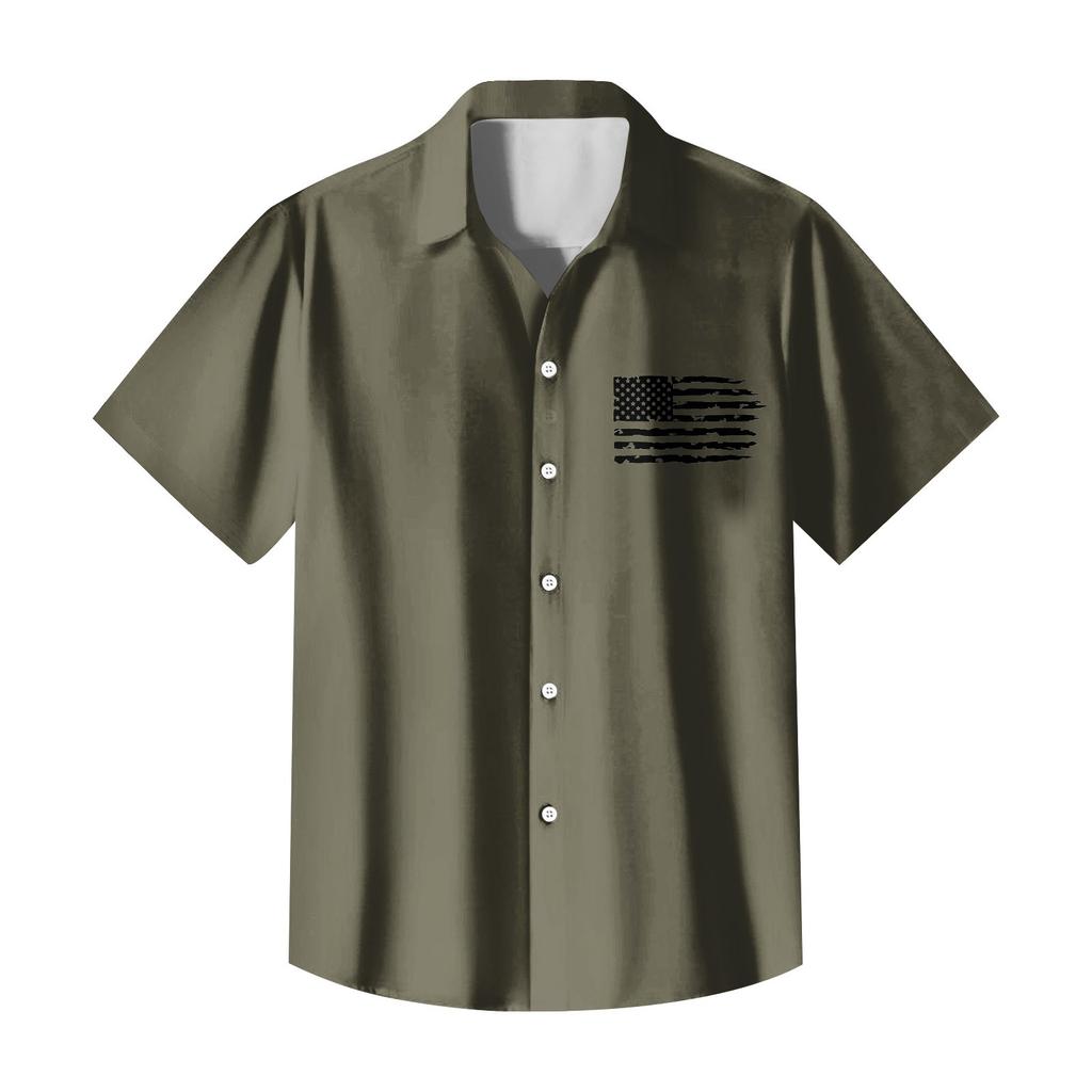 Independence Day printed men's casual short-sleeved shirt for slimming and fashionable men