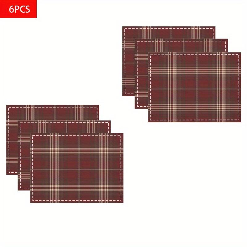 4pcs Plaid Printed Placemats Heat-Resistant, Square, Machine Washable, Ideal for Home, Restaurant & Party Dining Decor