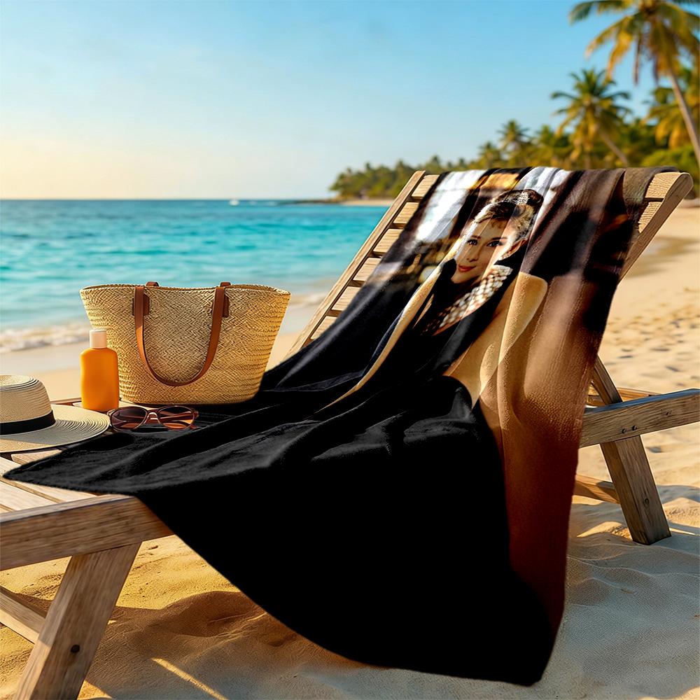Asciugamano da Spiaggia Audrey Hepburn Super Morbido Microfibra Tessuto Asciugatura Rapida Comodo Leggero Adatto per Nuoto, Palestra, Campeggio, Yoga Vacanza